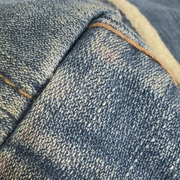 Vintage GAP Denim Shoulder Bag Sherpa Trim Toggle Pockets Y2K 2000s Jean Purse - Picture 9 of 16